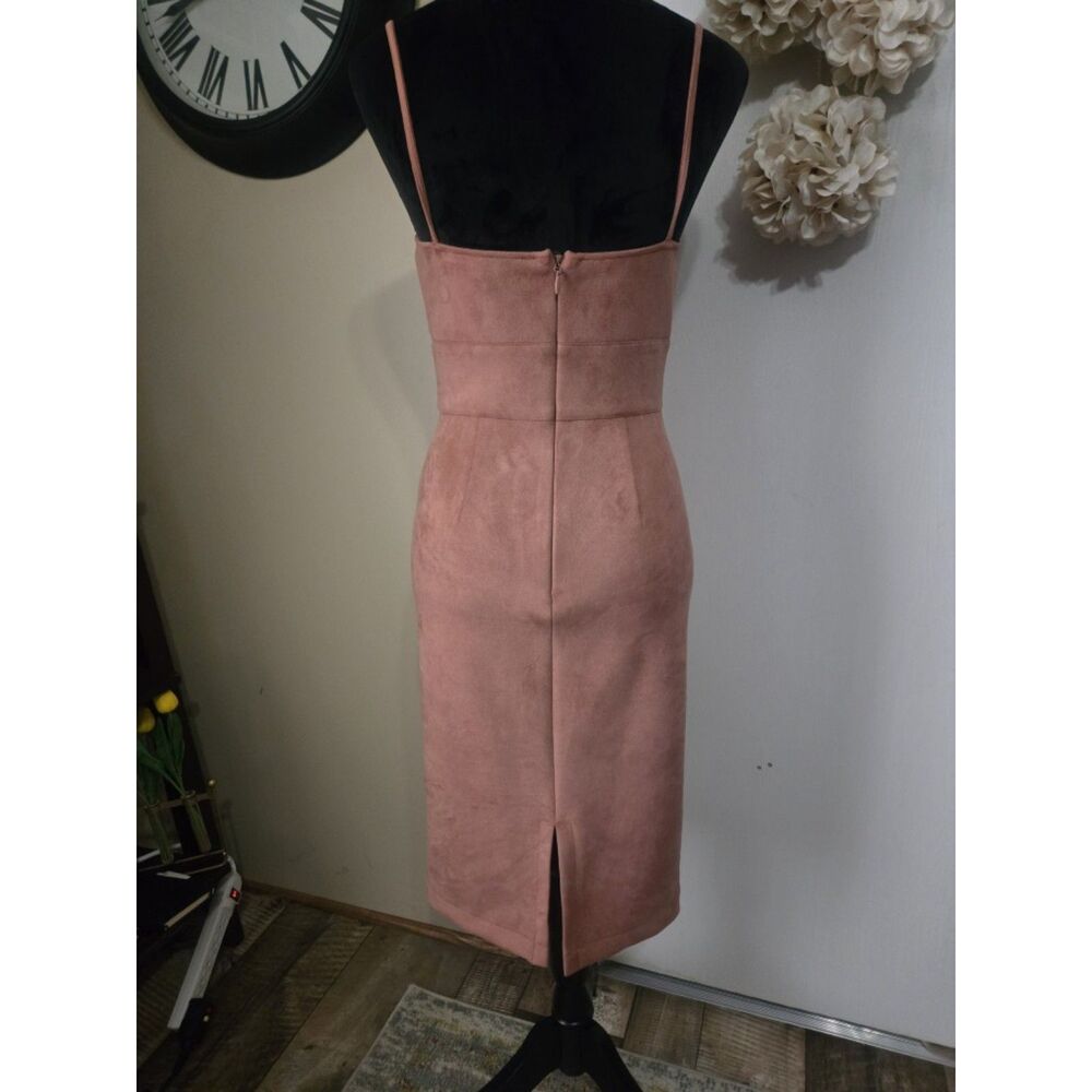 BCBGMAXAZRIA - Alese Faux Suede Midi Sheath Dress Rose Pink - Size S - Picture 4 of 5